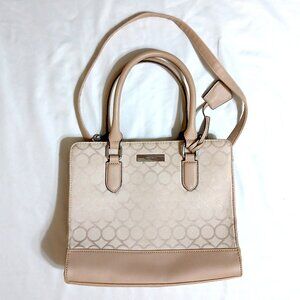 Nine West Satchel Crossbody Handbag Brown Tan Multi Pocket Purse